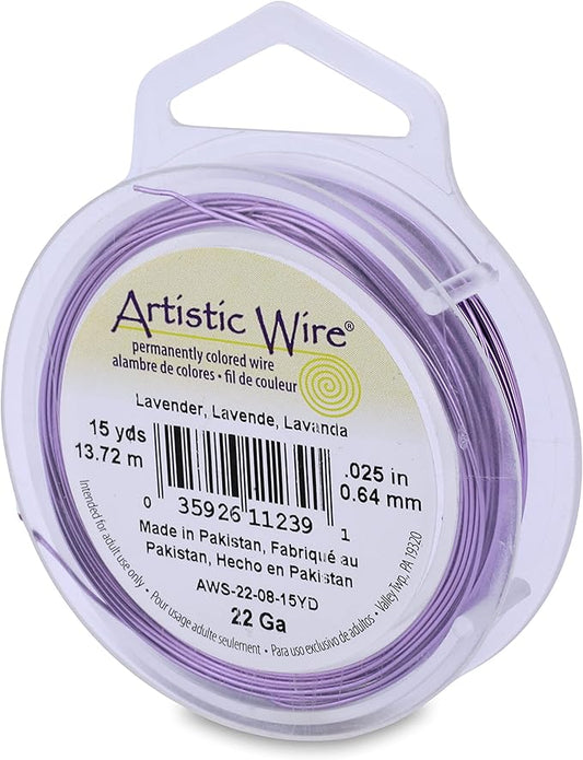 Artistic Wire, 22 Gauge Tarnish Resistant Colored Copper Craft Jewelry Wrapping Wire, Lavender, 15 yd