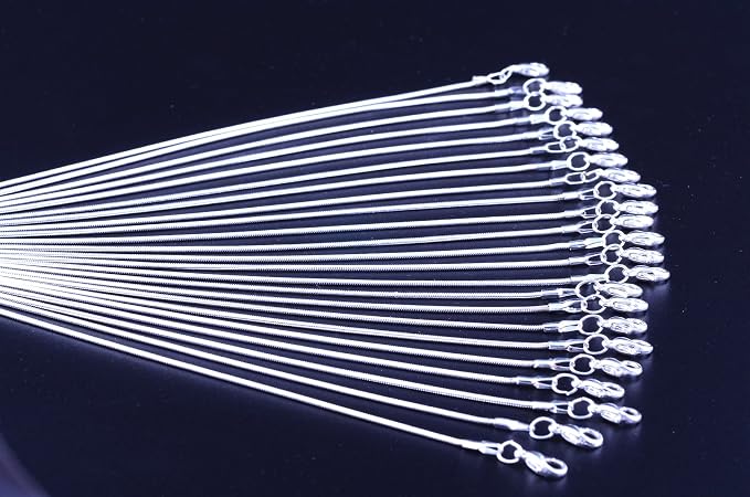 Snake Chains Necklace 24pcs 925 Silver Plated 1.2mm DIY Charms Link - Image 8
