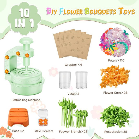 Fabric Flower Bouquets Toys,DIY Craft Kits for Kids,Arts and Crafts Toy for 3+ Year Old Girls,Flowers Market Toy,Build Your Flower Bouquet,Educational Preschool Learning Toys for Birthday,Christmas