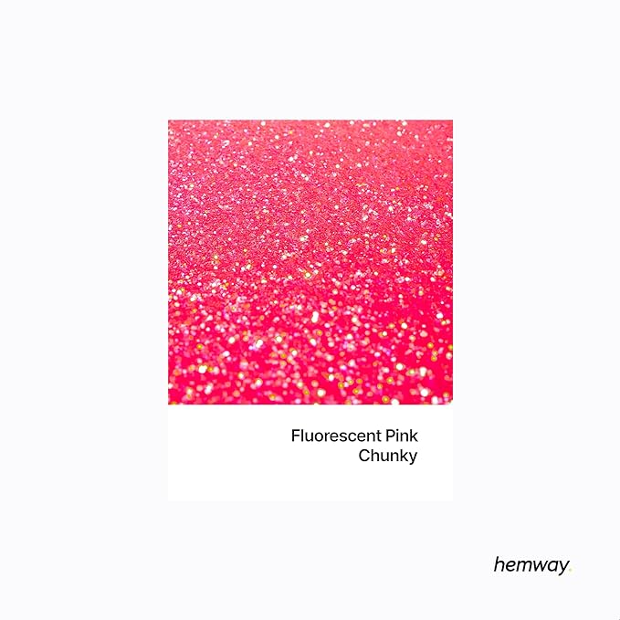 Hemway Polyurethane & Epoxy Resin Glitter 100g / 3.5oz Metallic Crystal Flake Additive for Flooring Jewelry Tumblers Glass Pigment - Chunky (1/40" 0.025" 0.6mm) - Fluorescent Pink