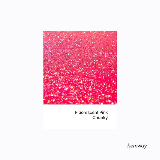 Hemway Polyurethane & Epoxy Resin Glitter 100g / 3.5oz Metallic Crystal Flake Additive for Flooring Jewelry Tumblers Glass Pigment - Chunky (1/40" 0.025" 0.6mm) - Fluorescent Pink