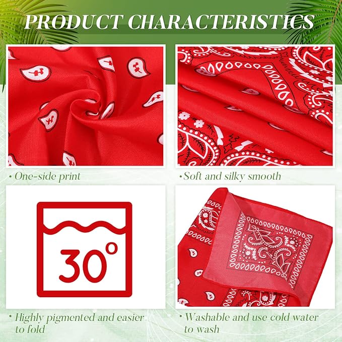 100 Pack Bandanas Unisex Paisley Bandanas Bulk Multi Purpose Cowboy Head Wrap - Image 4