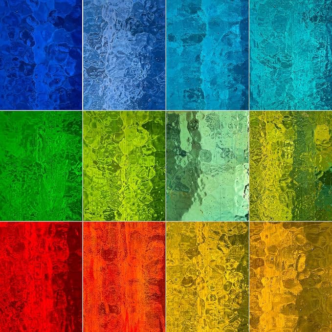 LITMIND 12 Sheets Transparent Texture Stained Glass Variety Pack, 6 x 4 Inch by LITMIND