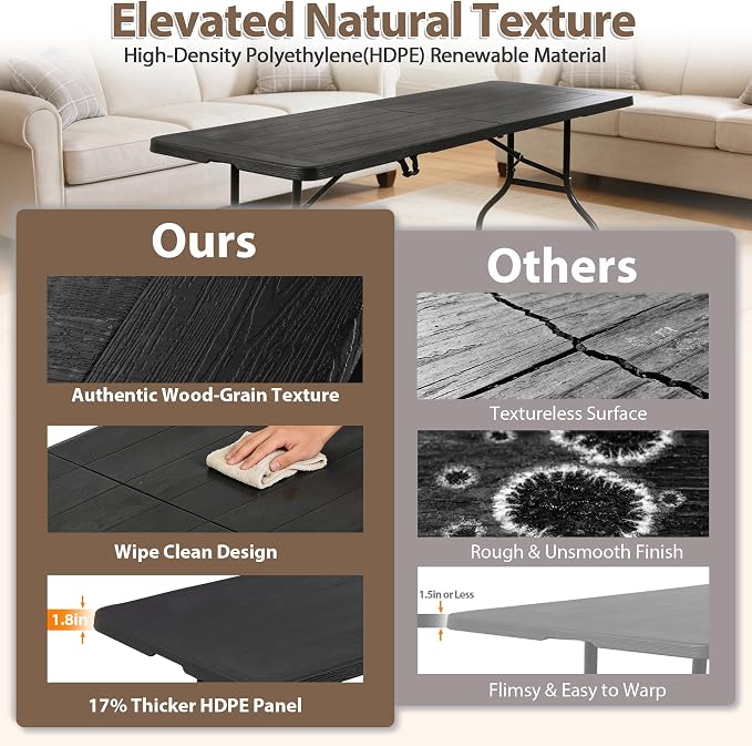 SUPER DEAL 8FT Folding Picnic Table - Image 9