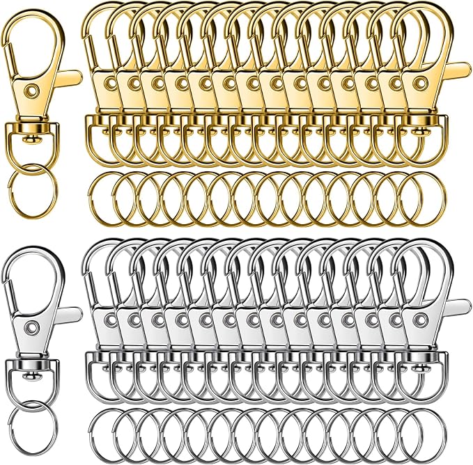 LEOBRO 60PCS Lobster Claw Clasps and Key Rings, Keychain Making kit, Keychains by LEOBRO