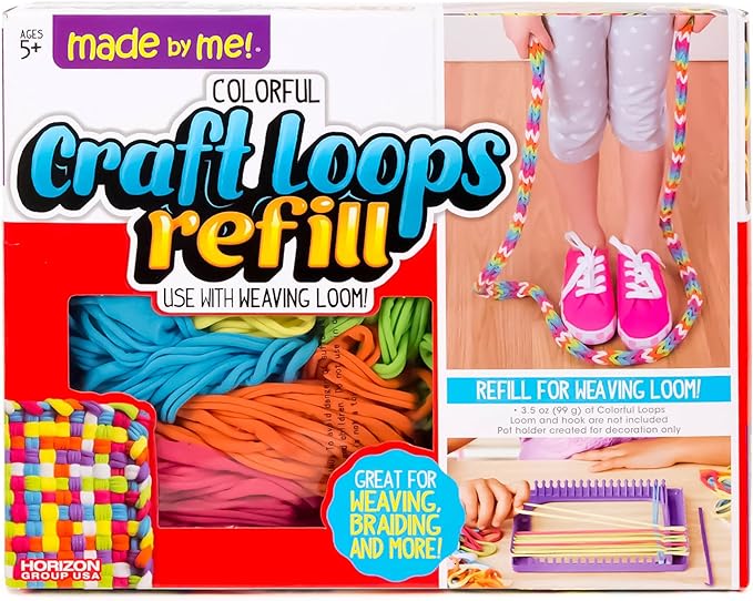Made By Me Craft Loops Refill, Includes 210 Weaving Loom Loops in 7 Vibrant by MadebyMe