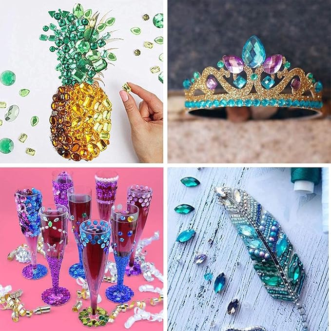 1200 Pcs Acrylic Flatback Rhinestones, 12 Different Shape Gems - Image 7