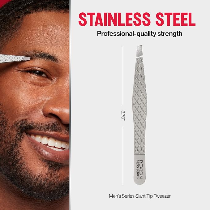Revlon Slanted Tip Tweezers for Men, Ultra-Sharp for Precision Eyebrow Shaping - Image 6