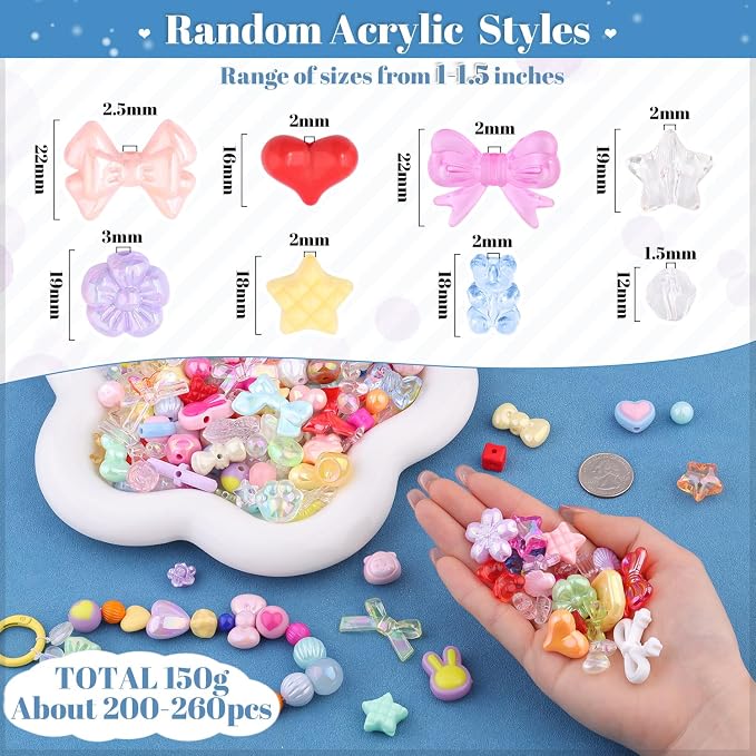 200-260PCS TINKRSTUFF Assorted Mixed Colors Acrylic Beads - Image 2