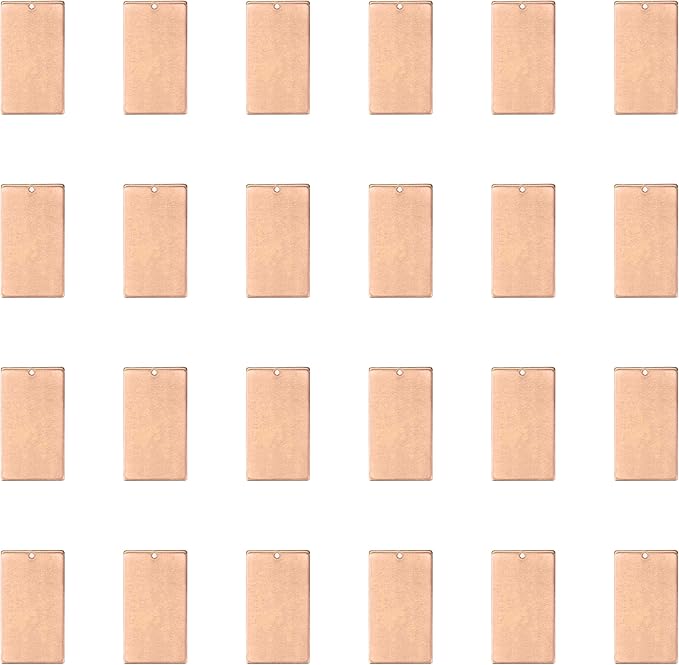 ImpressArt - Premium Metal Stamping Rectangle Blanks for Metal Stamping and Jewelry Making (24 Pack) (11/16" x 1 1/4" Rectangle w/Hole, Copper)