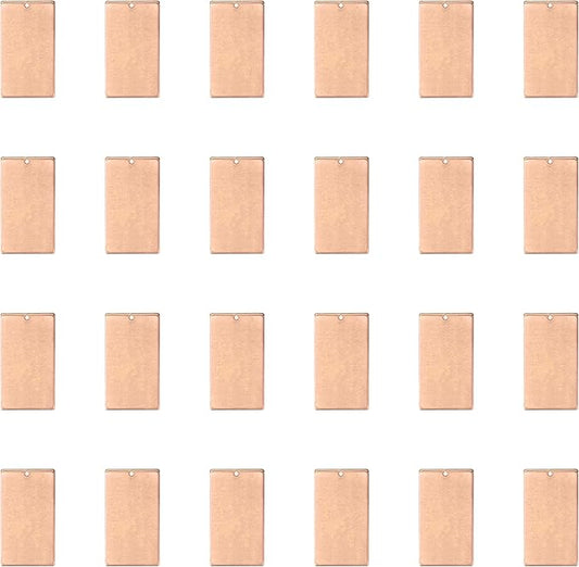 ImpressArt - Premium Metal Stamping Rectangle Blanks for Metal Stamping and Jewelry Making (24 Pack) (11/16" x 1 1/4" Rectangle w/Hole, Copper)