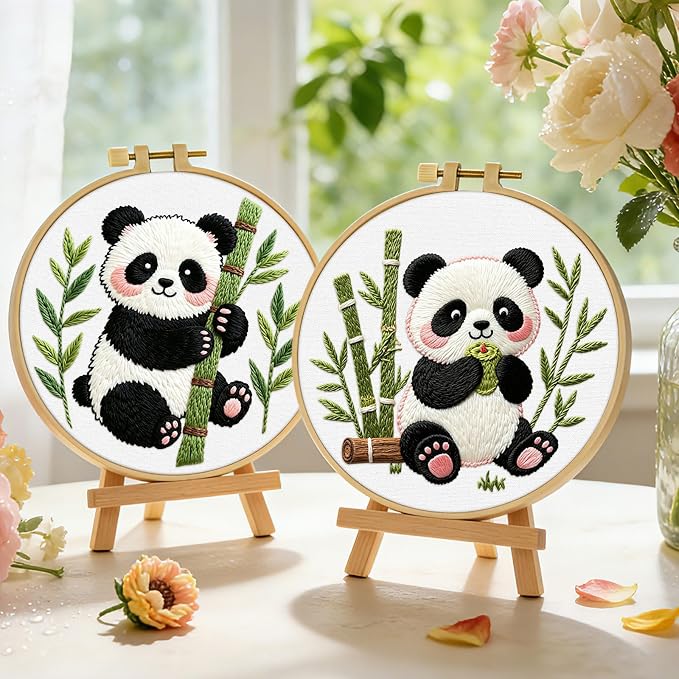 ERKOON Embroidery Kit for Beginners, 2 Set Flower Cross Stitch Set Include - Image 6
