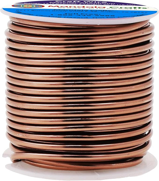 Mandala Crafts 12 Gauge Anodized Aluminum Craft Wire for Jewelry Making - 60 FT Colored Flexible Light Brown Wire - Bendable for Bonsai Armature Crafting Sculpting