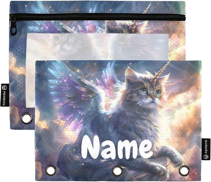 Custom Unicorn Cat with Wings Pencil Pouch by BOENLE-WELCOMEYOURCOMING