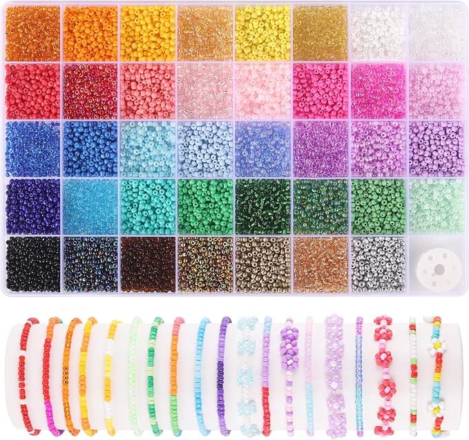 3mm Seed Beads, 39 Colors Glass Seed Beads by Funtopia