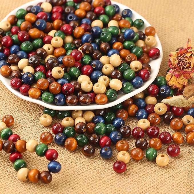 DAHI 1000PCS Colorful Wooden Beads 8mm Assorted Macrame Wooden Loose Spacer - Image 6