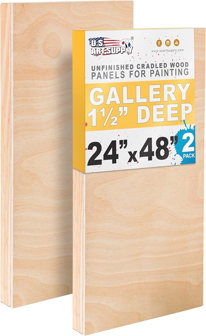 U.S. Art Supply 24" x 48" Unfinished Cradled Wood Panels by USArtSupply