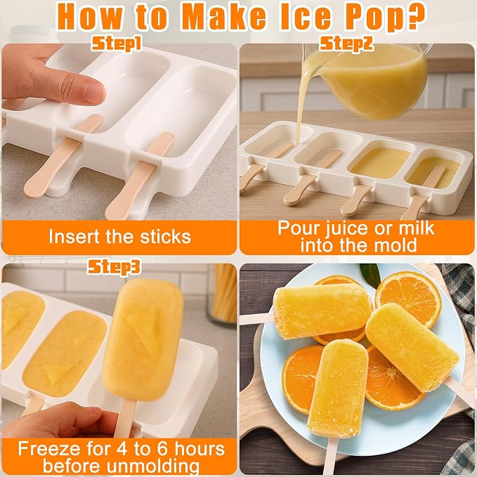 Mity rain 2 Pack Cake Pop Mold Silicone, 8 Cavity Reusable Cakesicle Molds | - Image 7