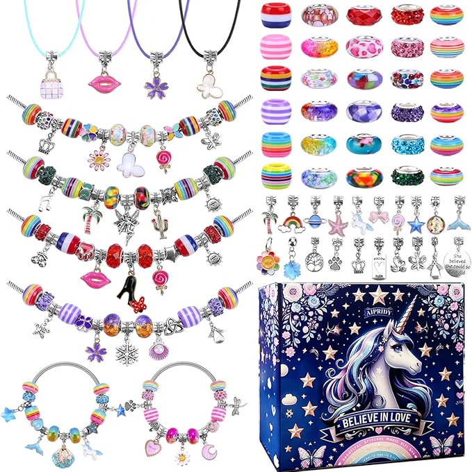 AIPRIDY Charm Bracelet Making Kit, Unicorn Mermaid Crafts Gifts Set Can by AIPRIDY