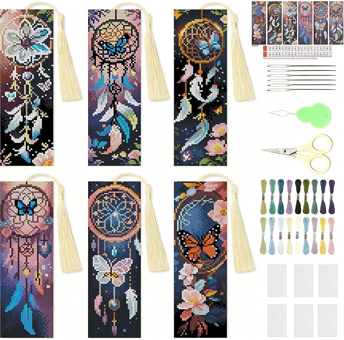 NEGEKFKX 6 Pcs Dreamcatcher Cross Stitch Bookmark Kit by NEGEKFKX