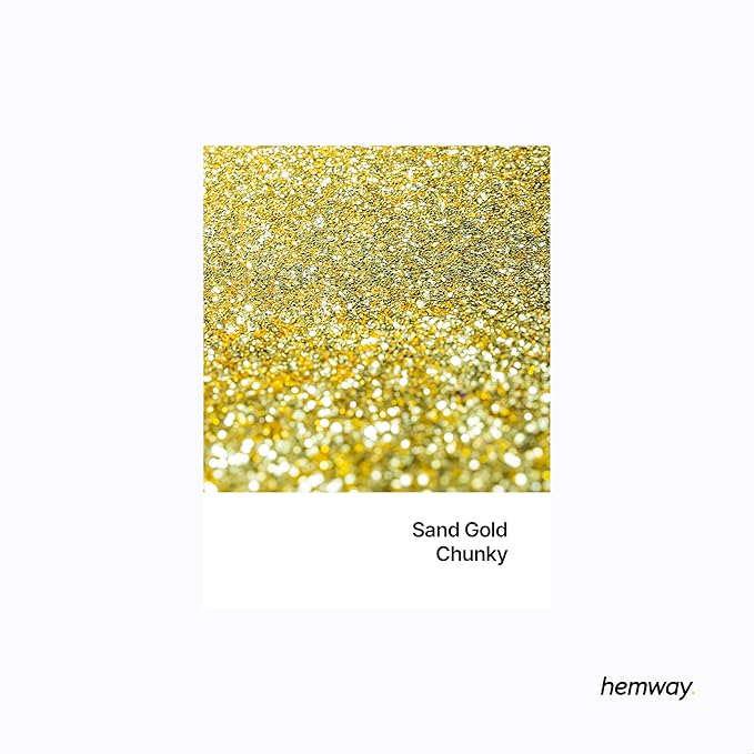 Hemway Polyurethane & Epoxy Resin Glitter 100g / 3.5oz Metallic Crystal Flake Additive for Flooring Jewelry Tumblers Glass Pigment - Chunky (1/40" 0.025" 0.6mm) - Sand Gold