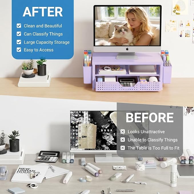 OPNICE Desk Organizers and Accessories, Computer Monitor Stand Riser - Image 2