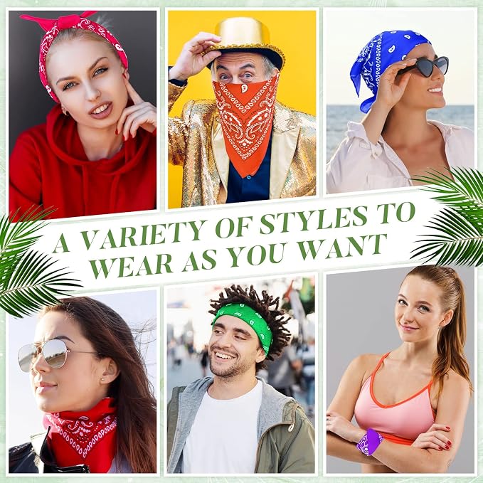 100 Pack Bandanas Unisex Paisley Bandanas Bulk Multi Purpose Cowboy Head Wrap - Image 6