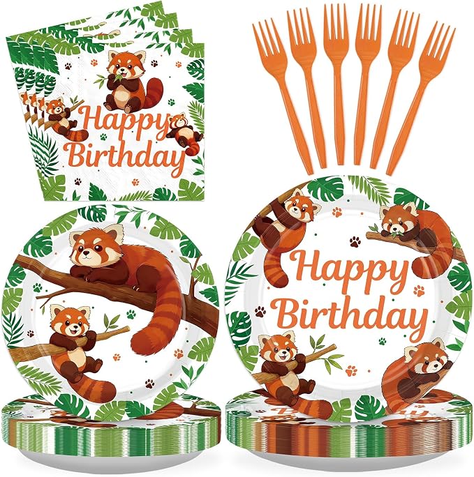 96Pcs Red Panda Birthday Party Decorations by Greencian