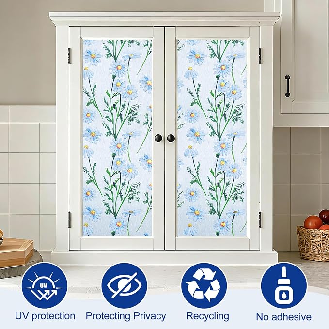 Countewol Privacy Window Films Stain Glass Cling No Glue Anti-UV Window Sticker - Image 8