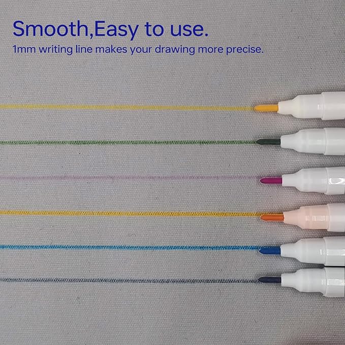 12 pcs Water-Erasable Fabric Pen Set - 6 Colors for Sewing, Embroidery & DIY Tracing