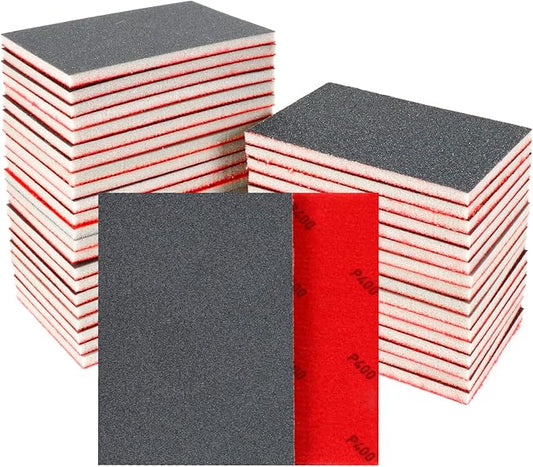 24 Pcs Sanding Sponge 400 Grit, Washable & Reusable Sanding Blocks for Wood, Metal, Drywall, Glazing, Wet Dry Sandpaper for Smooth Finishing