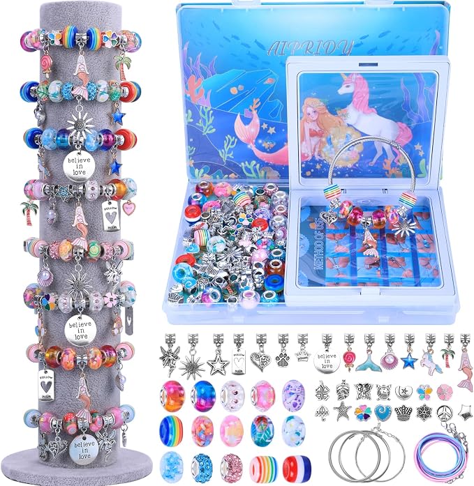 AIPRIDY Charm Bracelet Making Kit, Unicorn Mermaid Crafts Gifts Set Can by AIPRIDY