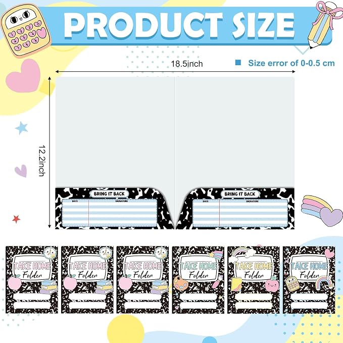Outus 24 Pcs Pastel Composition 2 Pocket Folders Letter Size Take Home File - Image 2
