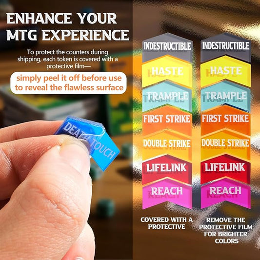 60 PCS MTG Keyword Counters Buff Abilities Counter Tokens with Box for Magic The Gathering, MTG, TCG, Card Games Accessories (Multicolor, 60)