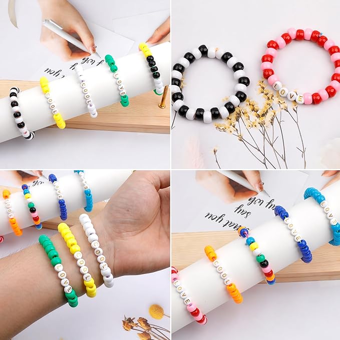 Auvoua 1000Pcs Pony Beads Bracelet 9mm Yellow Plastic Barrel Pony Beads - Image 3