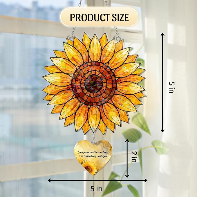 Sunflower Suncatcher Ornament – Acrylic Sunflower Window Hanging Decoration - Image 8