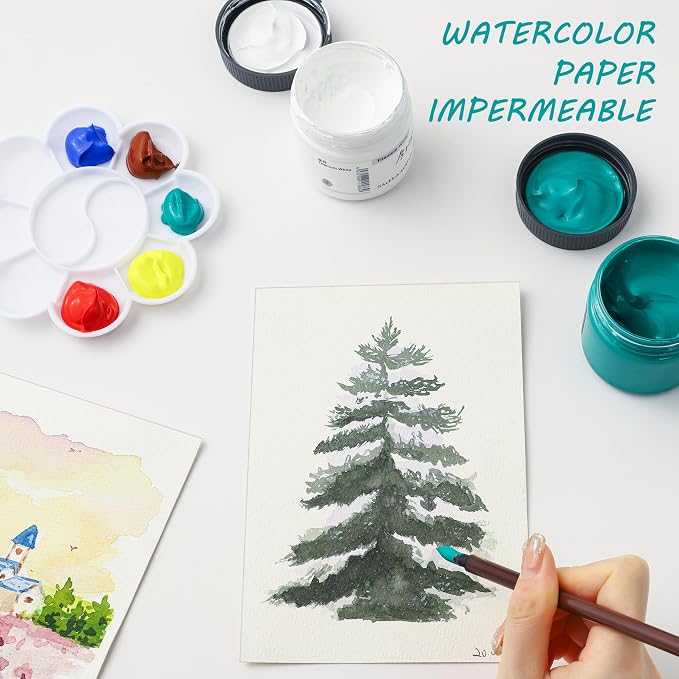 Silunkia 120 Sheets 100% Cotton Watercolor Paper 8.5 x 11 - Image 4