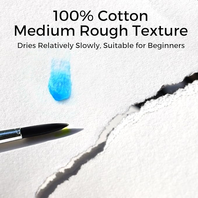 Funto Watercolor Pads, 2 Packs, 100% Cotton, 20 Sheets Each, 8.3x5.8, 140lb/300gsm, Glue Bound, Easy Tear Heavyweight Art Paper for Painting