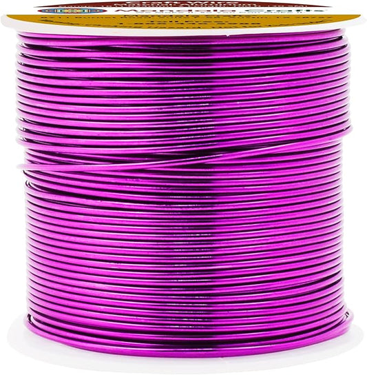 Mandala Crafts 18 Gauge Anodized Aluminum Craft Wire for Jewelry Making - 100 FT Colored Flexible Magenta Wire - Bendable for Bonsai Armature Crafting Sculpting
