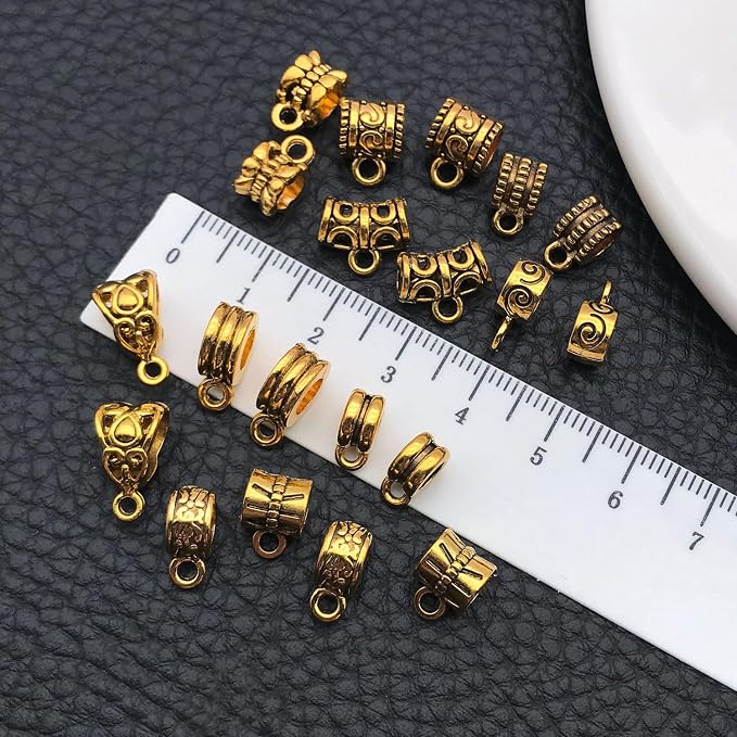 WOCRAFT 60pcs Antique Gold Bails Charms Bracelet Charms - Image 3