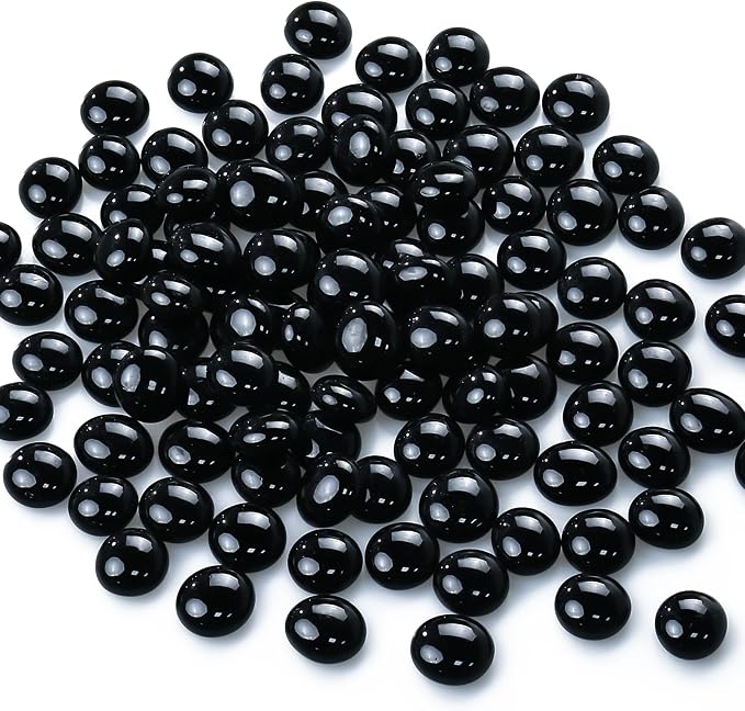 CYS EXCEL Black Glass Gemstone Beads Vase Fillers Flat Marble Beads Multiple - Image 3