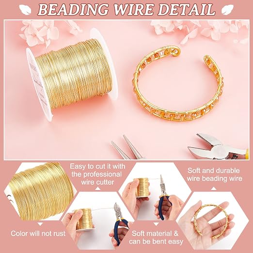 BENECREAT 24 Gauge 87 Yards Jewelry Beading Wire Light Gold Tarnish Resistant - Image 4
