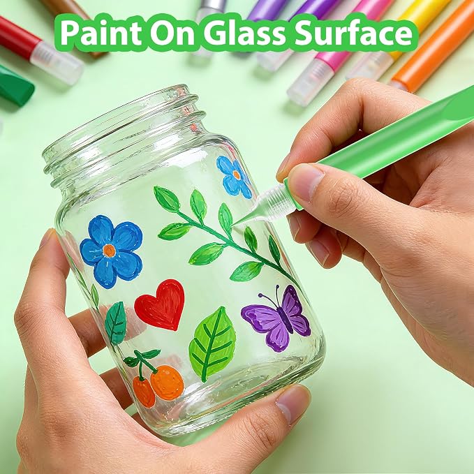 48 Pcs Suncatcher Paint Pens, Stained Glass Sun Catcher Pens 24 Colors 10ML Each - Image 4