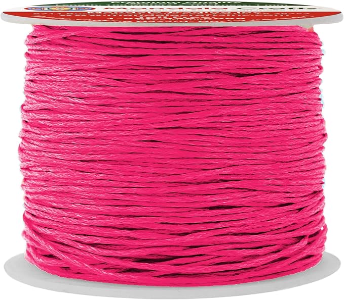 Mandala Crafts 1mm 109 Yards Hot Pink Cotton Waxed Cord for Jewelry Making Bracelet Cord Waxed String - Beading String Thread Jewelry Cords for Necklaces String