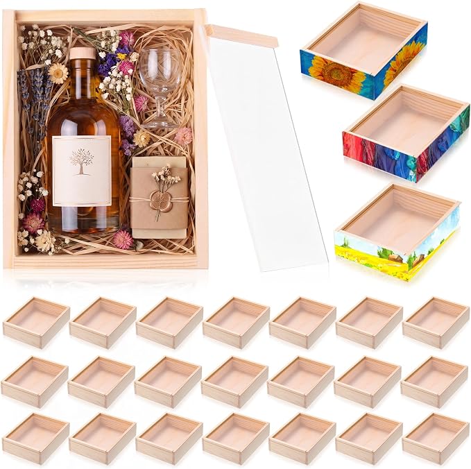 Thyle 24 Pcs Unfinished Wood Display Boxes by Thyle