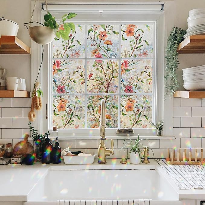 Ranzdn Window Privacy Film, Stained Glass, Static Cling, 45.2" x 157.4" | No - Image 4
