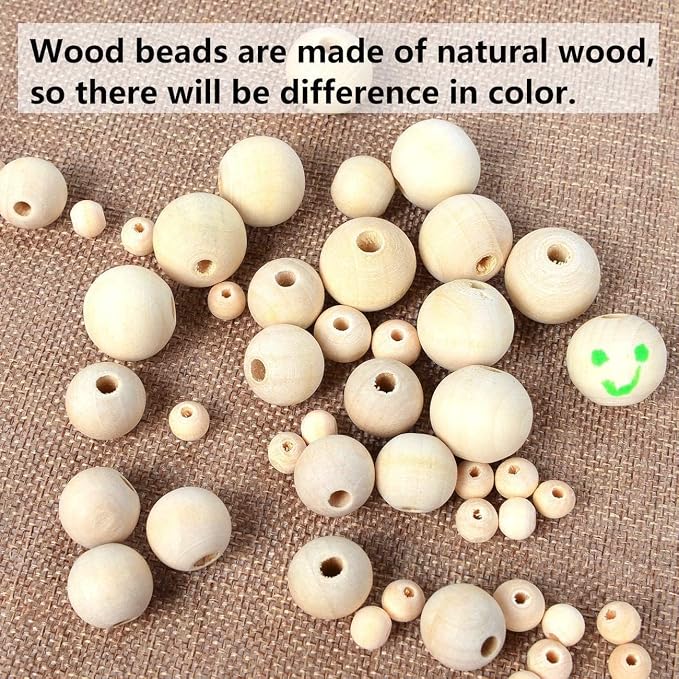 150pcs 14MM Wood Beads Natural Unfinished Round Wooden Loose Beads Wood Spacer - Image 5