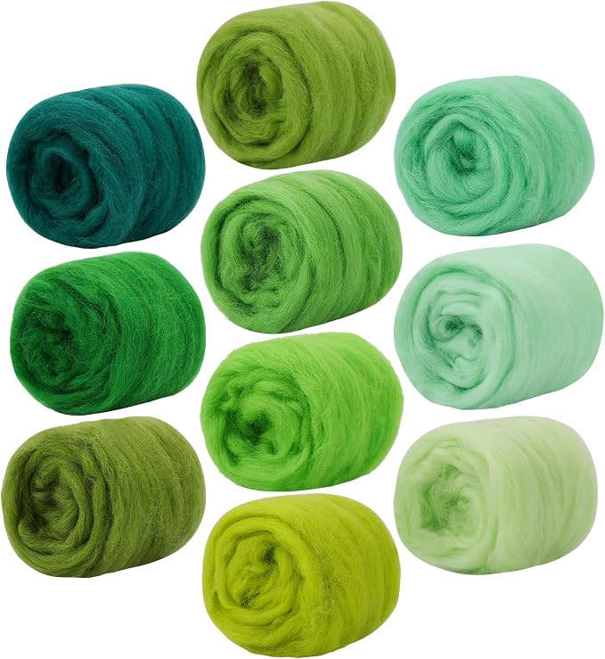 Mayboos 10 Colors Needle Felting Wool, Fiber Wool Yarn Roving, Spinning Wool by Mayboos