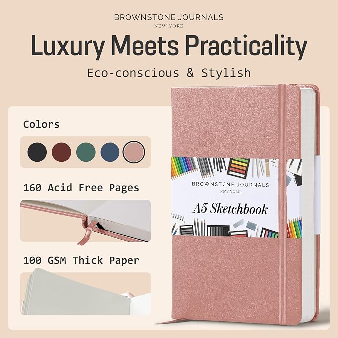BROWNSTONE JOURNALS A5 Sketch Book Hardcover - Image 2