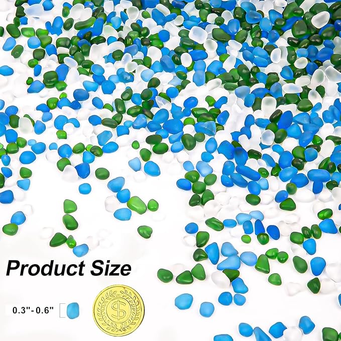 QEQEKAKA Sea Glass Stones for Crafts About 2.75LB (1180g/41.62oz Glass Pebbles - Image 2